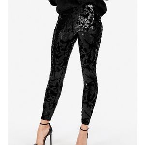 NWT HIGH WAISTED VELVET SEQUIN LEGGINGS